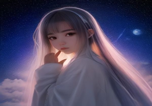深紫色星空书房内，女性读者沉浸阅读快穿np小说，霓虹粉紫光晕环绕书页，营造多世界穿越的梦幻氛围